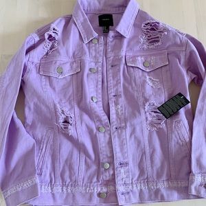Brand new purple jean distressed jacket